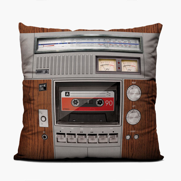 Cassette Deck Wood - Throw Pillow