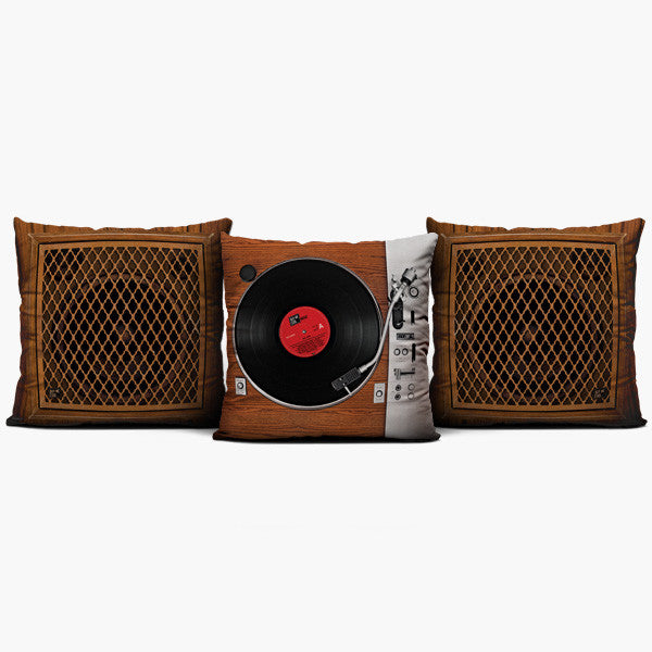 Turntable Wood Set - Throw Pillow