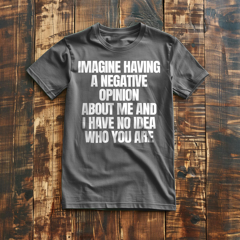 Imagine Having a Negative Opinion About Me and I Have No Idea Who You Are T-Shirt – Regular Asphalt