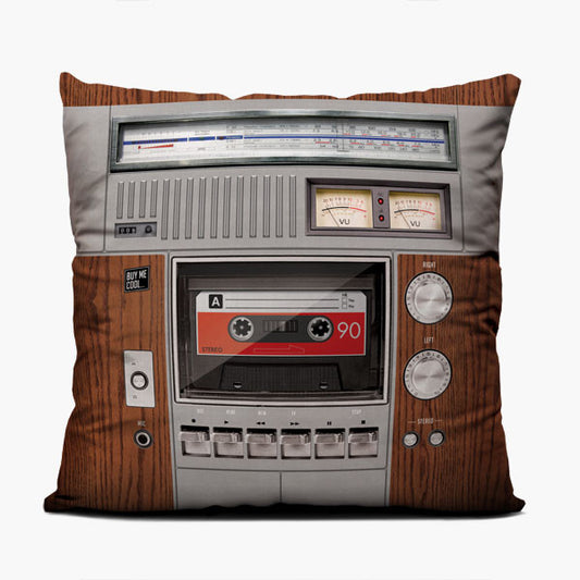 Cassette Deck Wood - Throw Pillow