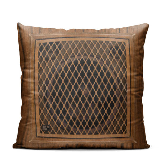 Wood Grid Speaker - Throw Pillow