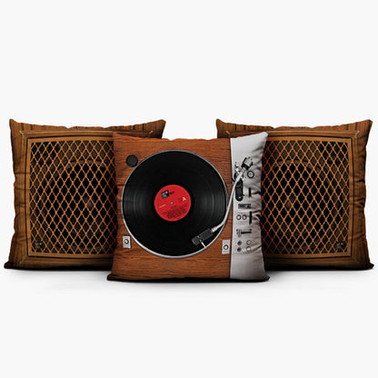 Turntable Wood Set - Throw Pillow
